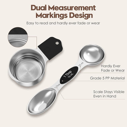 Magnetic Measuring Cups and Spoons Set – 304 Stainless Steel