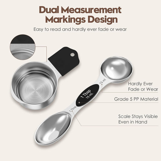 Magnetic Measuring Cups and Spoons Set – 304 Stainless Steel