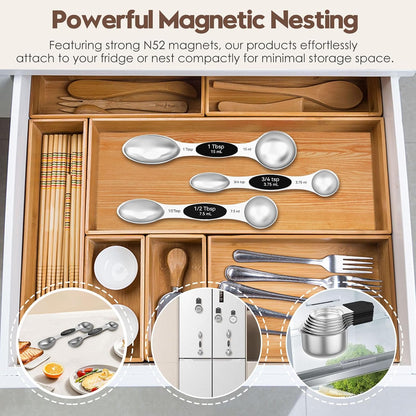 Magnetic Measuring Cups and Spoons Set – 304 Stainless Steel