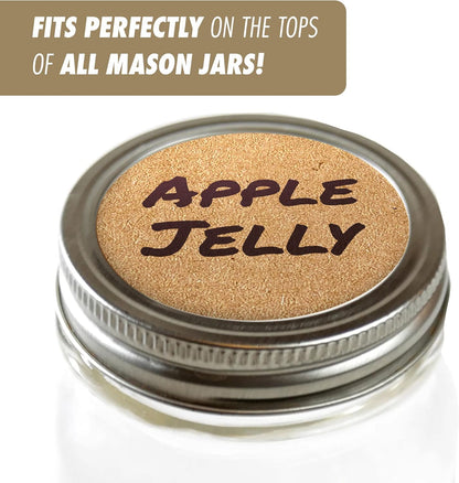Dissolvable Canning Labels 1.5in Round, Removable Kraft Mason Jar Stickers | Water soluble, no residue, write on with pen, 200 per pack, jam, preserves, pantry, freezer, spice bottles, food storage