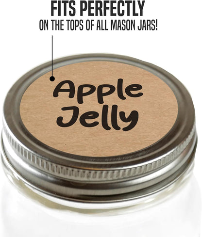 Dissolvable Canning Labels 1.5in Round, Removable Kraft Mason Jar Stickers | Water soluble, no residue, write on with pen, 200 per pack, jam, preserves, pantry, freezer, spice bottles, food storage