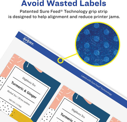 Matte White Round Labels, Sure Feed Technology, Permanent Adhesive, 1-1/2", 400 Labels (8293)