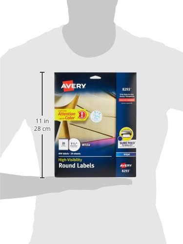 Matte White Round Labels, Sure Feed Technology, Permanent Adhesive, 1-1/2", 400 Labels (8293)