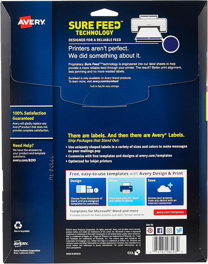 Matte White Round Labels, Sure Feed Technology, Permanent Adhesive, 1-1/2", 400 Labels (8293)