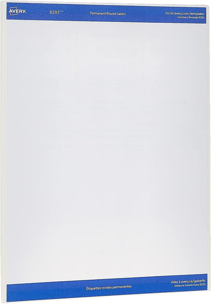 Matte White Round Labels, Sure Feed Technology, Permanent Adhesive, 1-1/2", 400 Labels (8293)