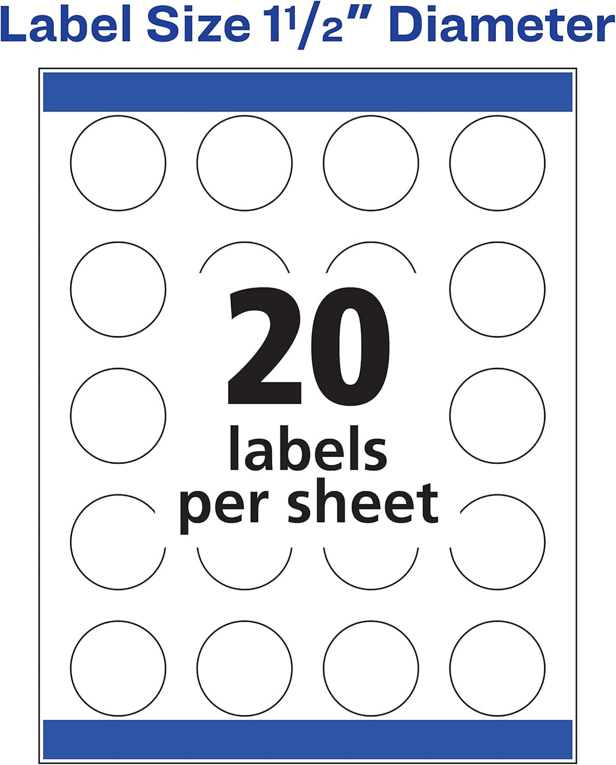 Matte White Round Labels, Sure Feed Technology, Permanent Adhesive, 1-1/2", 400 Labels (8293)