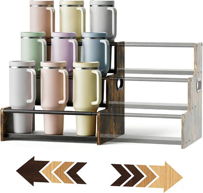4-Tier Stanley Tumbler Organizer, Holds 16 Stanley 40 oz Tumblers & Water Bottles, Fits All Kinds of Bottles, Organizes Pantry, Kitchen, or as a Wine Rack