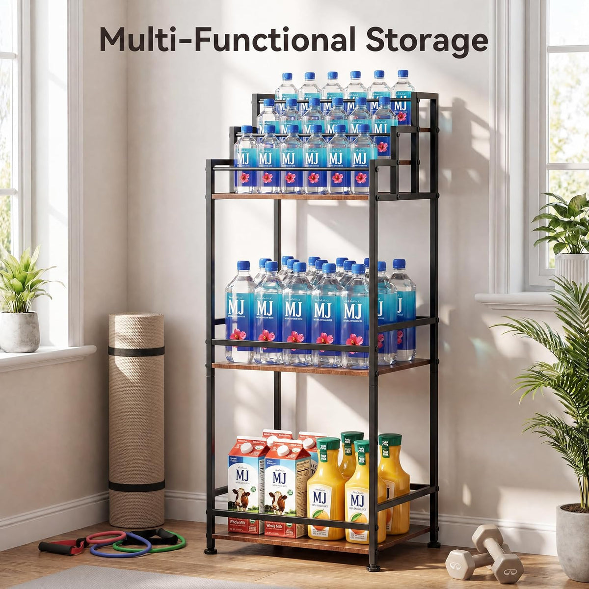 4-Tier Stanley Tumbler Organizer, Holds 16 Stanley 40 oz Tumblers & Water Bottles, Fits All Kinds of Bottles, Organizes Pantry, Kitchen, or as a Wine Rack