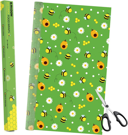 Reusable Beeswax Wraps 13 x 39 Inch Beeswax Wraps for Food Eco-Friendly Sustainable Food Storage Wraps for Sandwich, Cheese, Fruit, Bread, Snacks