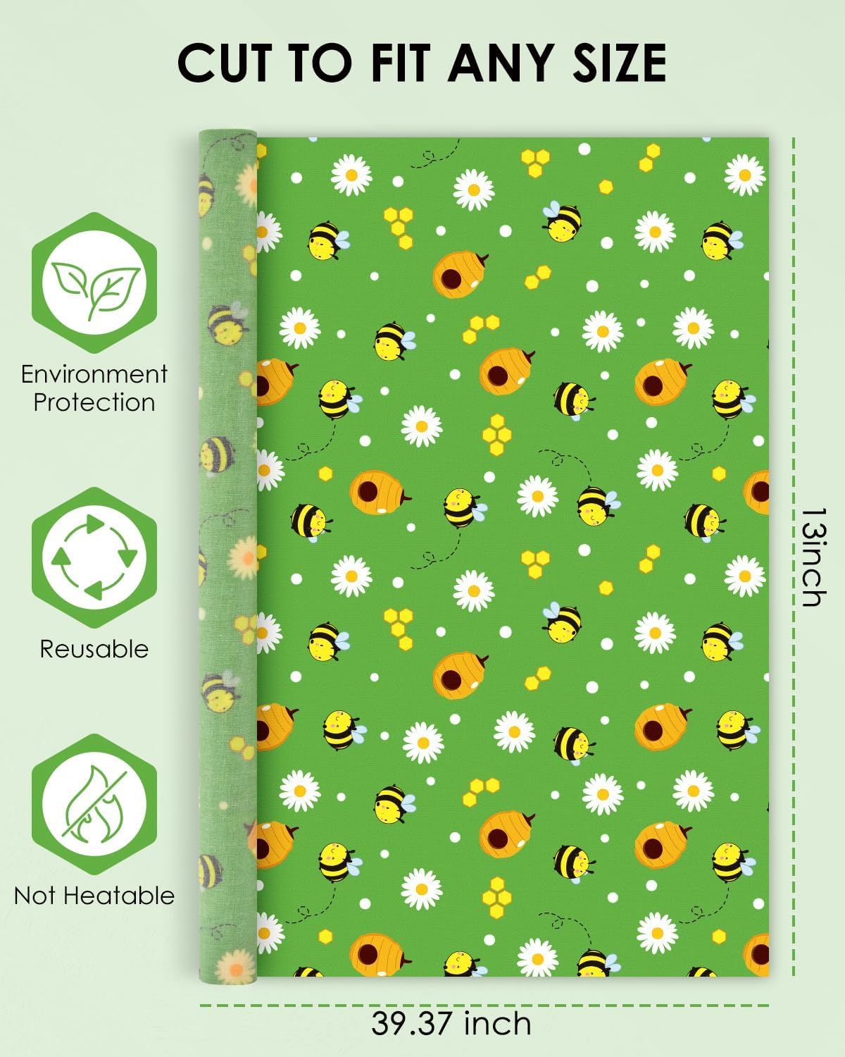 Reusable Beeswax Wraps 13 x 39 Inch Beeswax Wraps for Food Eco-Friendly Sustainable Food Storage Wraps for Sandwich, Cheese, Fruit, Bread, Snacks