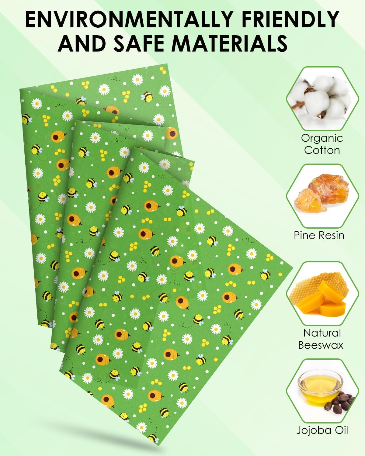 Reusable Beeswax Wraps 13 x 39 Inch Beeswax Wraps for Food Eco-Friendly Sustainable Food Storage Wraps for Sandwich, Cheese, Fruit, Bread, Snacks