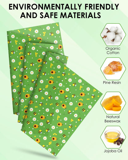 Reusable Beeswax Wraps 13 x 39 Inch Beeswax Wraps for Food Eco-Friendly Sustainable Food Storage Wraps for Sandwich, Cheese, Fruit, Bread, Snacks