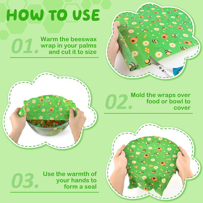 Reusable Beeswax Wraps 13 x 39 Inch Beeswax Wraps for Food Eco-Friendly Sustainable Food Storage Wraps for Sandwich, Cheese, Fruit, Bread, Snacks