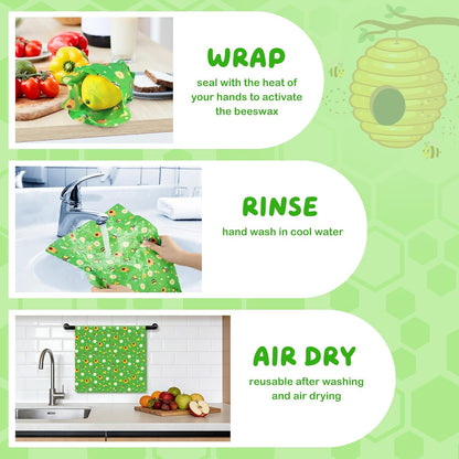 Reusable Beeswax Wraps 13 x 39 Inch Beeswax Wraps for Food Eco-Friendly Sustainable Food Storage Wraps for Sandwich, Cheese, Fruit, Bread, Snacks