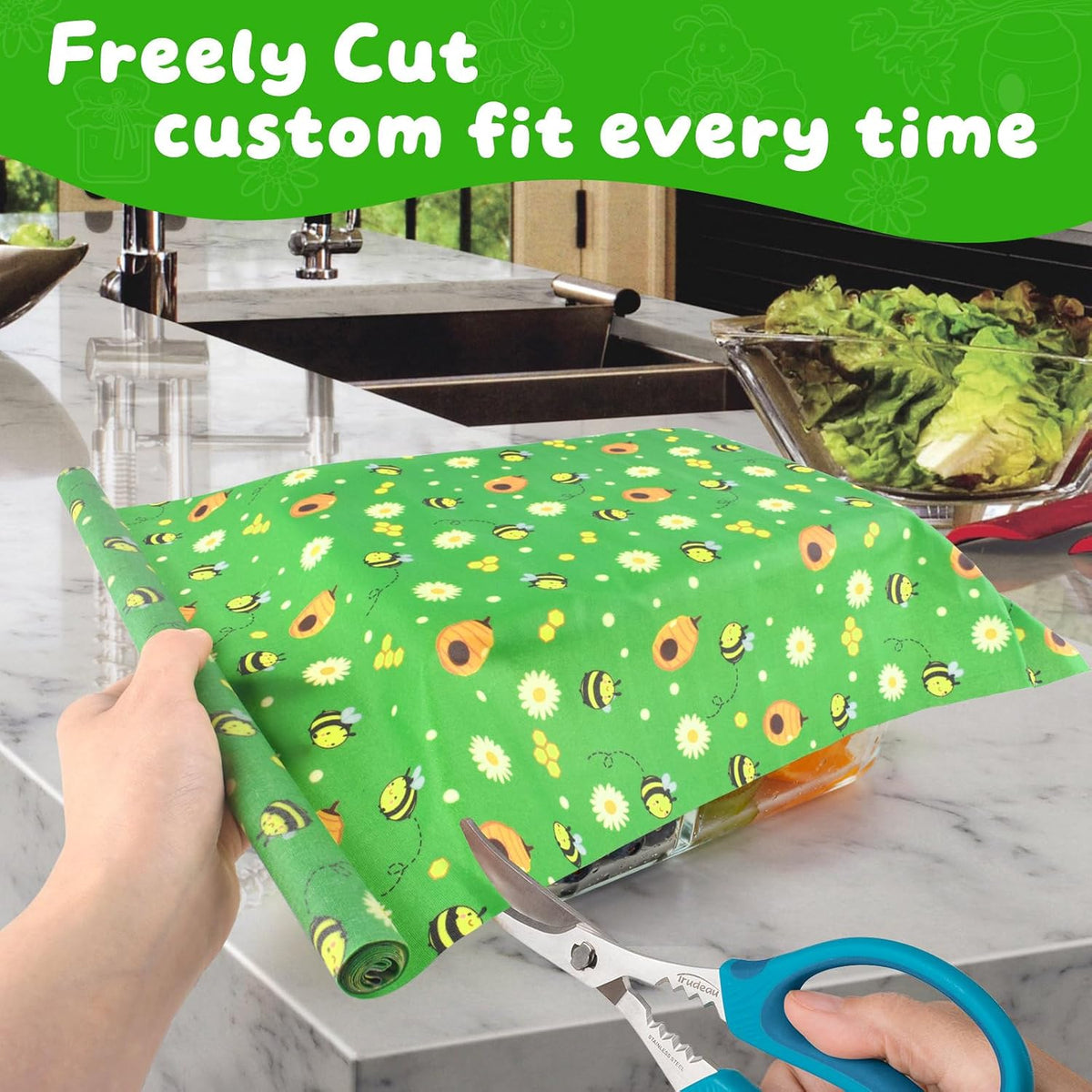 Reusable Beeswax Wraps 13 x 39 Inch Beeswax Wraps for Food Eco-Friendly Sustainable Food Storage Wraps for Sandwich, Cheese, Fruit, Bread, Snacks