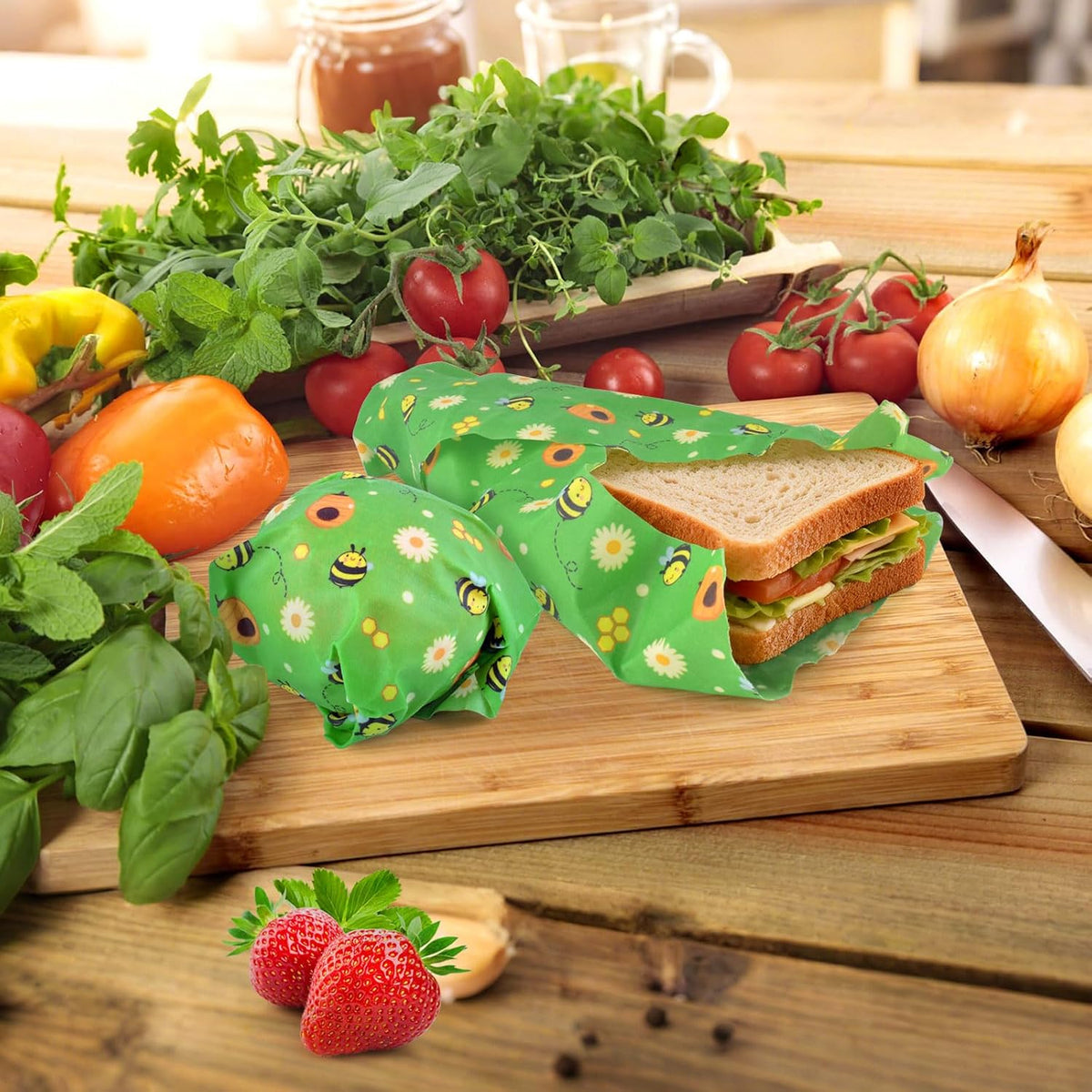 Reusable Beeswax Wraps 13 x 39 Inch Beeswax Wraps for Food Eco-Friendly Sustainable Food Storage Wraps for Sandwich, Cheese, Fruit, Bread, Snacks