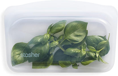 Premium Reusable Silicone Food Storage Snack Bag, Clear, 12 oz