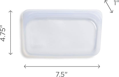 Premium Reusable Silicone Food Storage Snack Bag, Clear, 12 oz