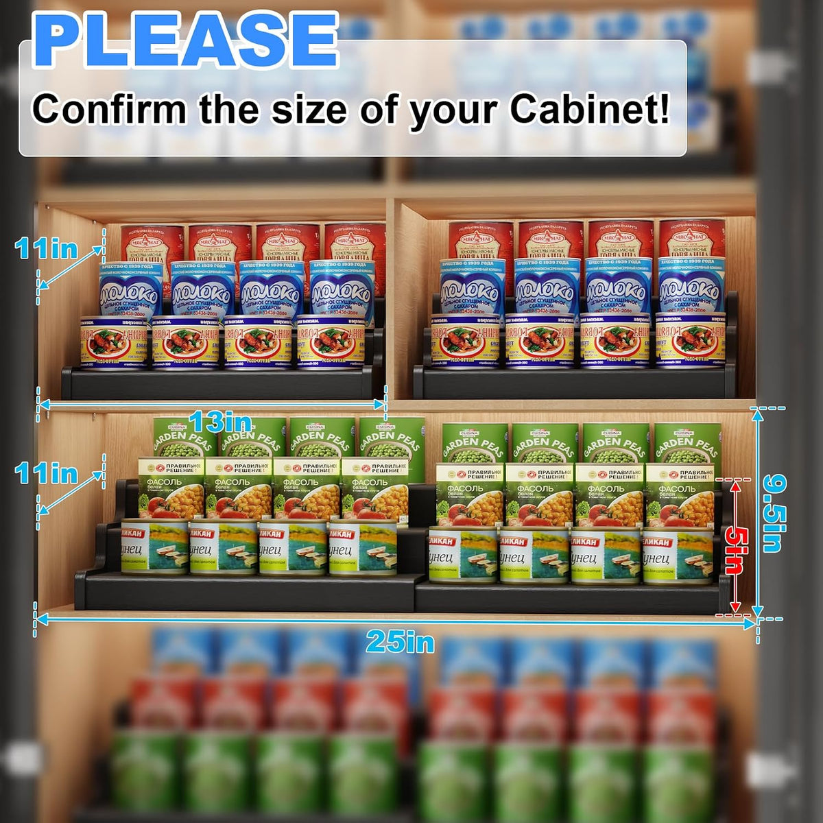 Expandable Bamboo Can Rack Organizer for Pantry, 3-Tier Adjustable Can Storage Holder, Soda Organizer Holds Up to 24 Cans, Canned goods Storage Display for Pantry, Cabinet, Countertop (patent pending)