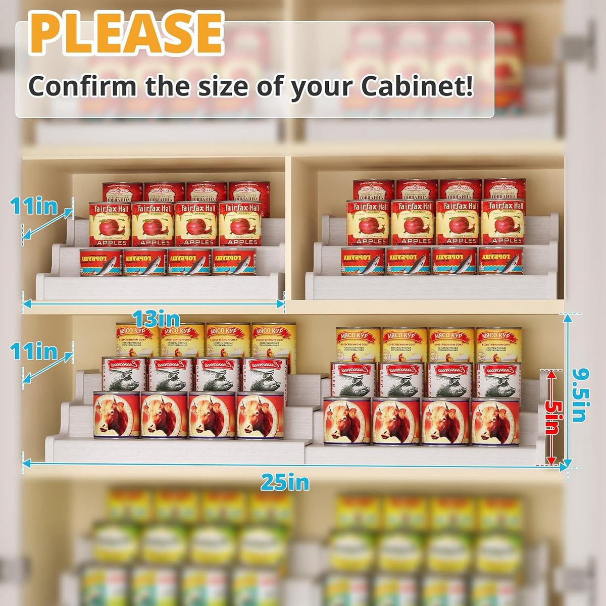 Expandable Bamboo Can Rack Organizer for Pantry, 3-Tier Adjustable Can Storage Holder, Soda Organizer Holds Up to 24 Cans, Canned goods Storage Display for Pantry, Cabinet, Countertop (patent pending)