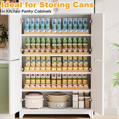 Expandable Bamboo Can Rack Organizer for Pantry, 3-Tier Adjustable Can Storage Holder, Soda Organizer Holds Up to 24 Cans, Canned goods Storage Display for Pantry, Cabinet, Countertop (patent pending)