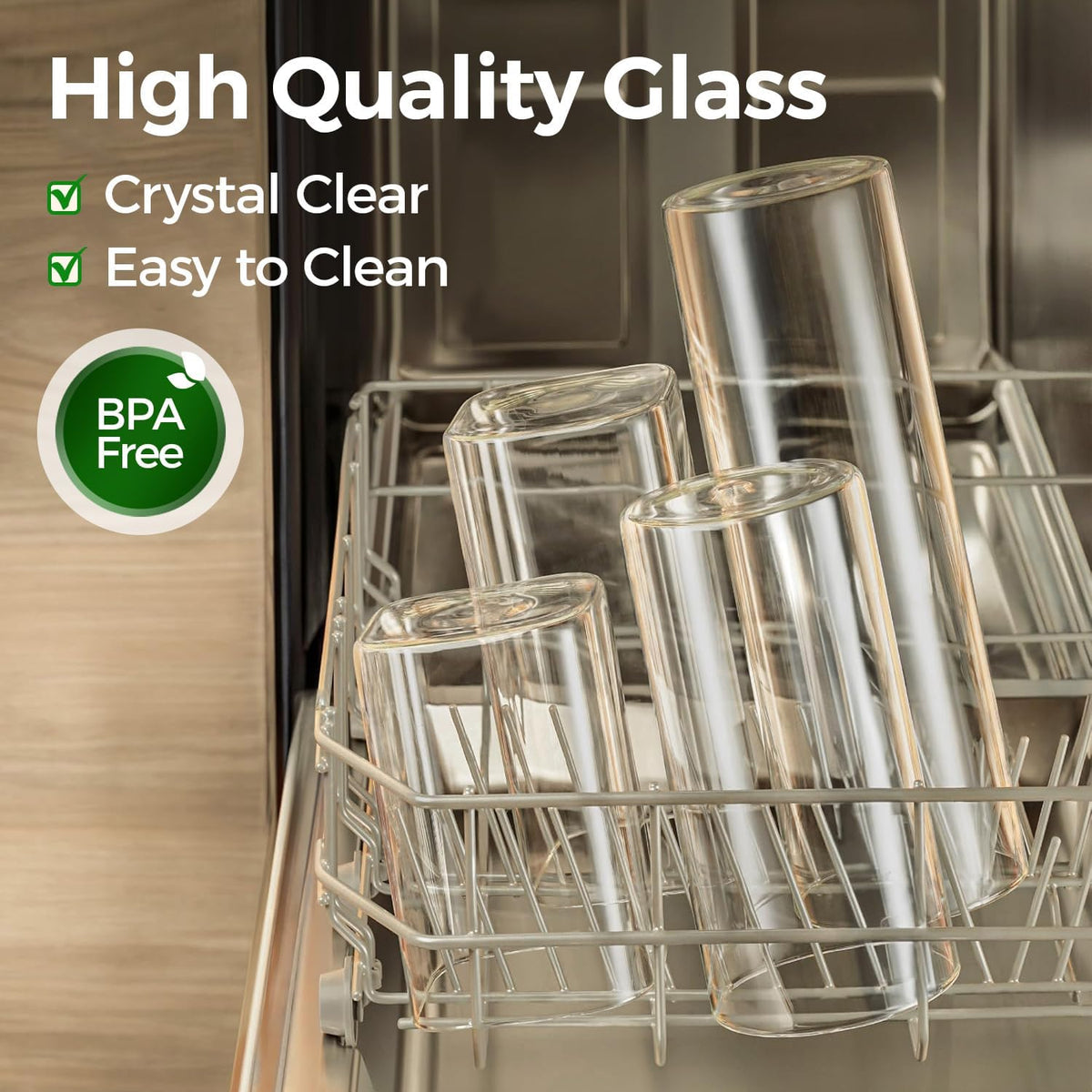Glass Pantry Storage Containers (0.7Qt/1.2Qt/1.6Qt) Set of 6, Square