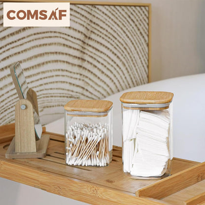 Glass Pantry Storage Containers (0.7Qt/1.2Qt/1.6Qt) Set of 6, Square