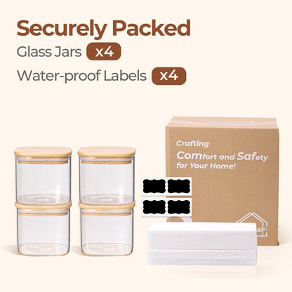 Glass Pantry Storage Containers (0.7Qt/1.2Qt/1.6Qt) Set of 6, Square