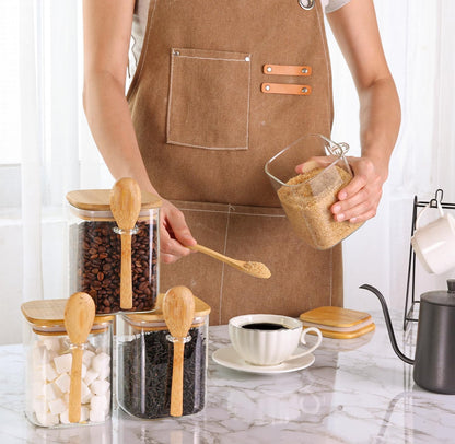 Glass Pantry Storage Containers (0.7Qt/1.2Qt/1.6Qt) Set of 6, Square