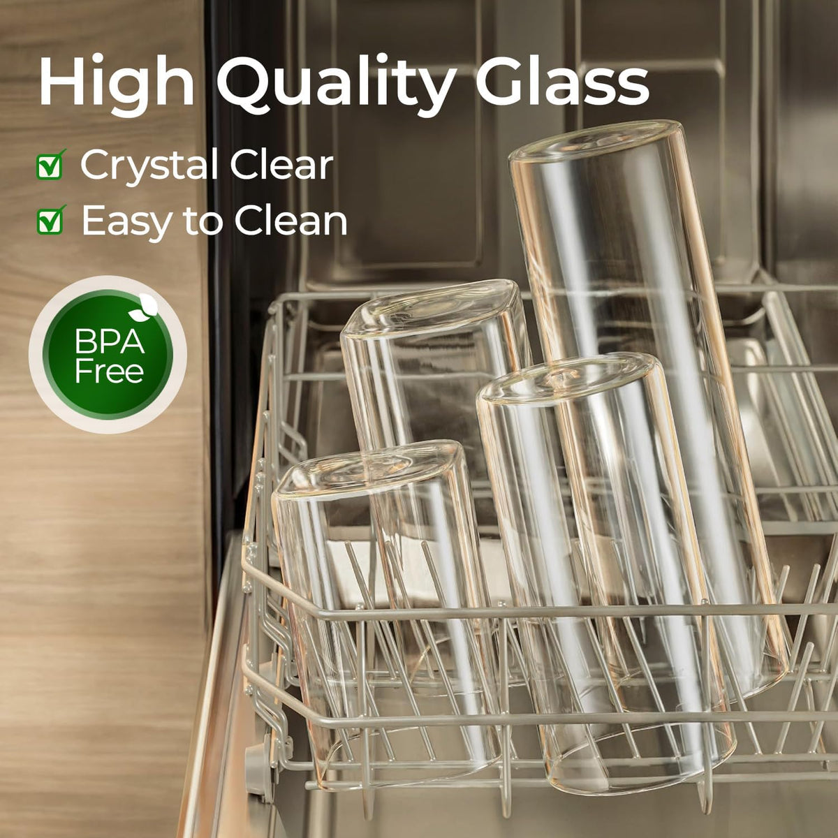 Glass Pantry Storage Containers (0.7Qt/1.2Qt/1.6Qt) Set of 6, Square