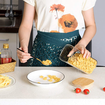 Glass Pantry Storage Containers (0.7Qt/1.2Qt/1.6Qt) Set of 6, Square