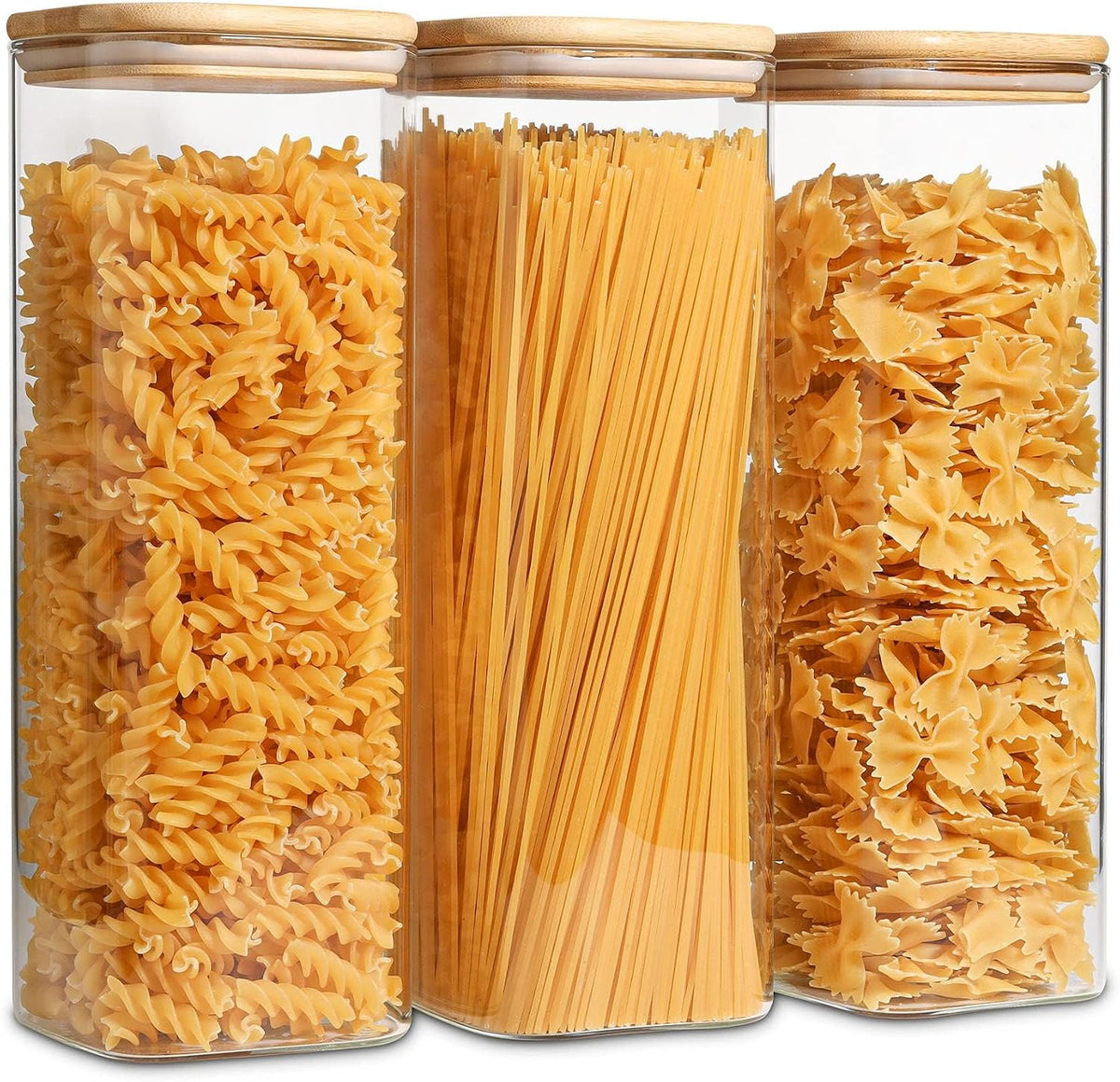 Glass Pantry Storage Containers (0.7Qt/1.2Qt/1.6Qt) Set of 6, Square