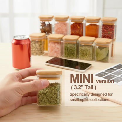 Glass Pantry Storage Containers (0.7Qt/1.2Qt/1.6Qt) Set of 6, Square