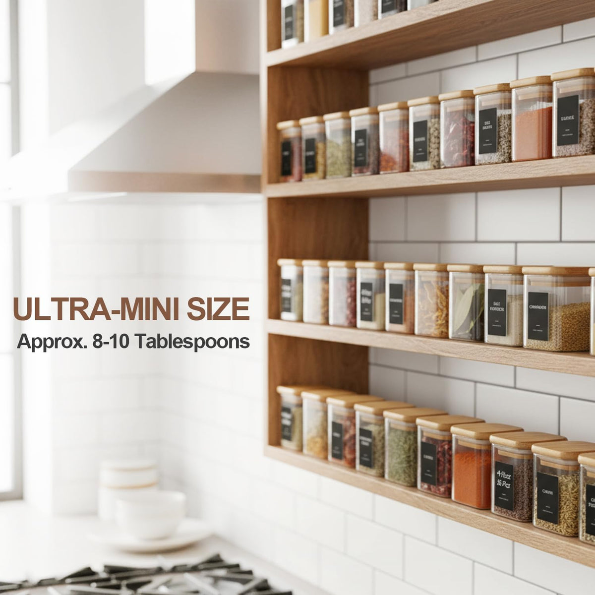 Glass Pantry Storage Containers (0.7Qt/1.2Qt/1.6Qt) Set of 6, Square