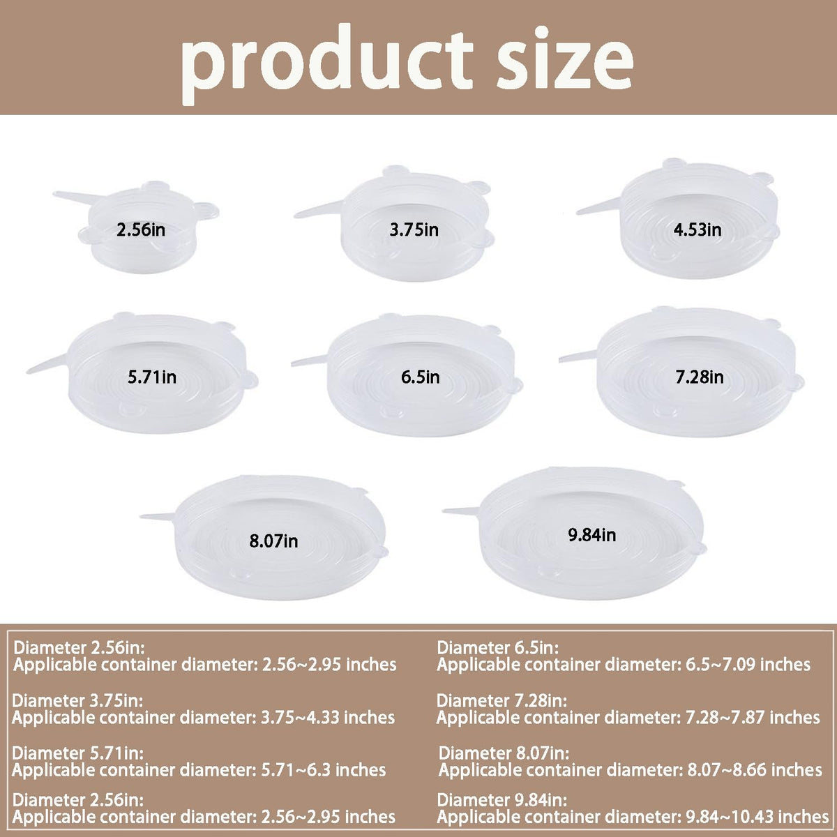 Silicone Stretch Lids, 6 Pcs, 5.71in