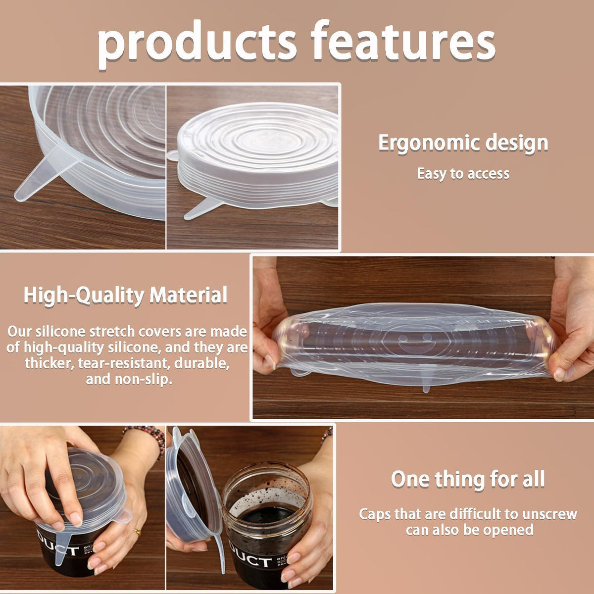 Silicone Stretch Lids, 6 Pcs, 5.71in