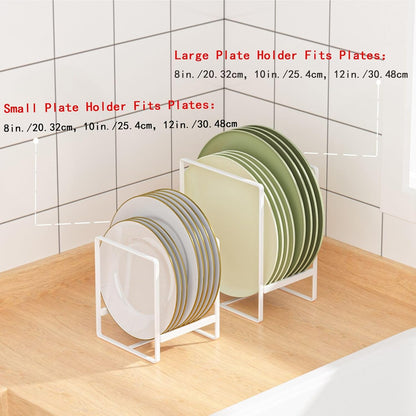Plate Organizer for Cabinet -2Pack,Dish Rack Organizer for Cabinet Kitchen Countertop Drawer Space Saver，8 Slots Vertical Dish Plate Holder Storage Rack, Kitchen Housewarming Gifts for Women (White)