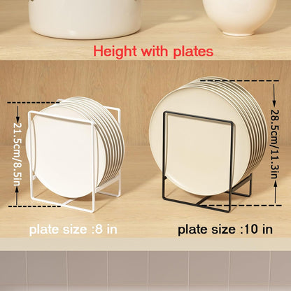 Plate Organizer for Cabinet -2Pack,Dish Rack Organizer for Cabinet Kitchen Countertop Drawer Space Saver，8 Slots Vertical Dish Plate Holder Storage Rack, Kitchen Housewarming Gifts for Women (White)