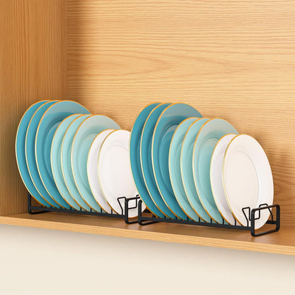 Plate Organizer for Cabinet -2Pack,Dish Rack Organizer for Cabinet Kitchen Countertop Drawer Space Saver，8 Slots Vertical Dish Plate Holder Storage Rack, Kitchen Housewarming Gifts for Women (White)