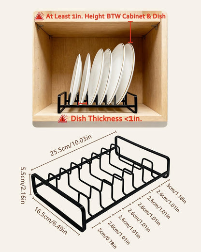 Plate Organizer for Cabinet -2Pack,Dish Rack Organizer for Cabinet Kitchen Countertop Drawer Space Saver，8 Slots Vertical Dish Plate Holder Storage Rack, Kitchen Housewarming Gifts for Women (White)