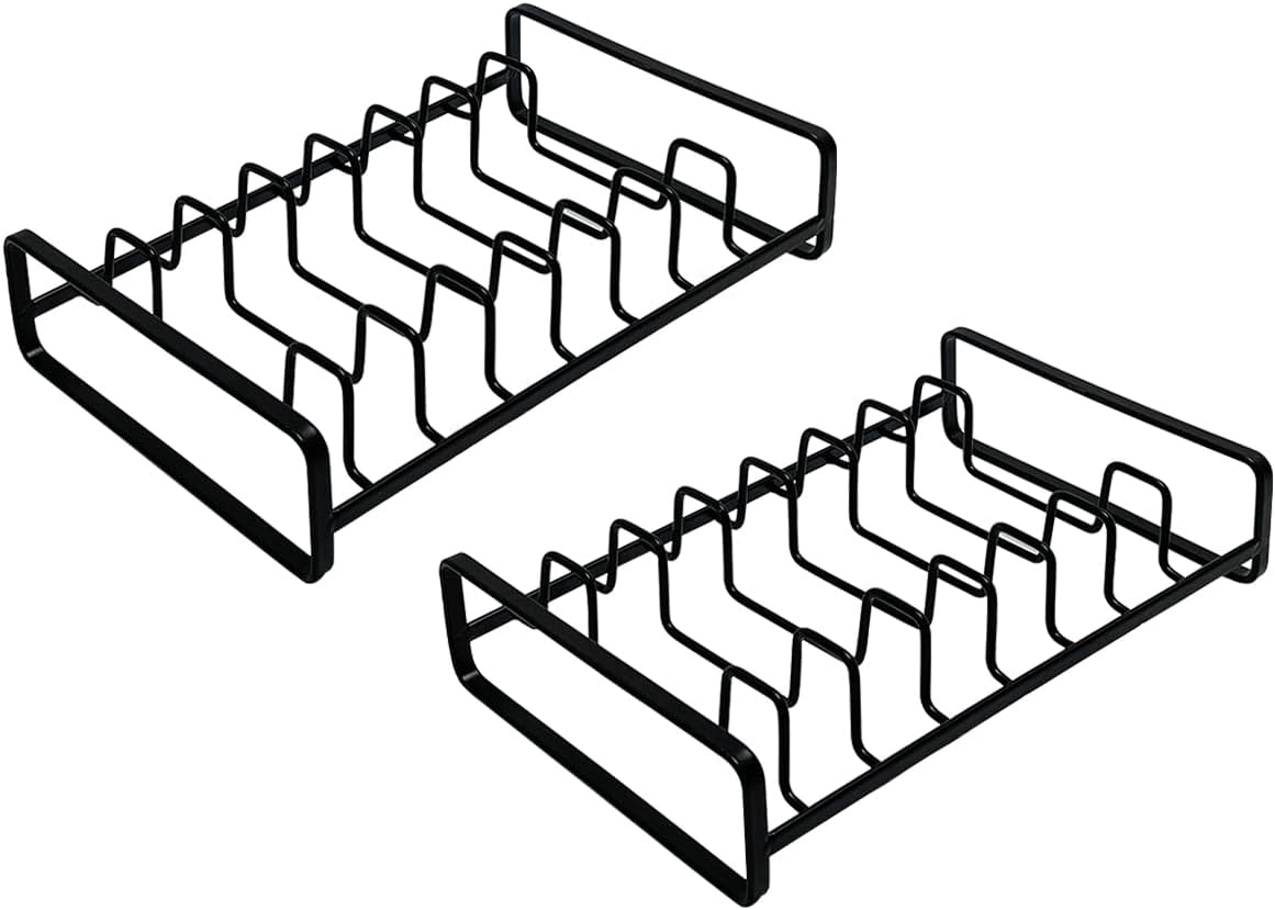 Plate Organizer for Cabinet -2Pack,Dish Rack Organizer for Cabinet Kitchen Countertop Drawer Space Saver，8 Slots Vertical Dish Plate Holder Storage Rack, Kitchen Housewarming Gifts for Women (White)