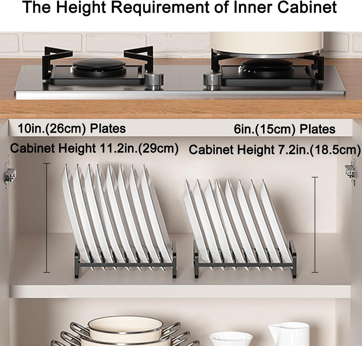 Plate Organizer for Cabinet -2Pack,Dish Rack Organizer for Cabinet Kitchen Countertop Drawer Space Saver，8 Slots Vertical Dish Plate Holder Storage Rack, Kitchen Housewarming Gifts for Women (White)