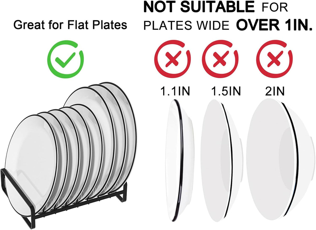 Plate Organizer for Cabinet -2Pack,Dish Rack Organizer for Cabinet Kitchen Countertop Drawer Space Saver，8 Slots Vertical Dish Plate Holder Storage Rack, Kitchen Housewarming Gifts for Women (White)