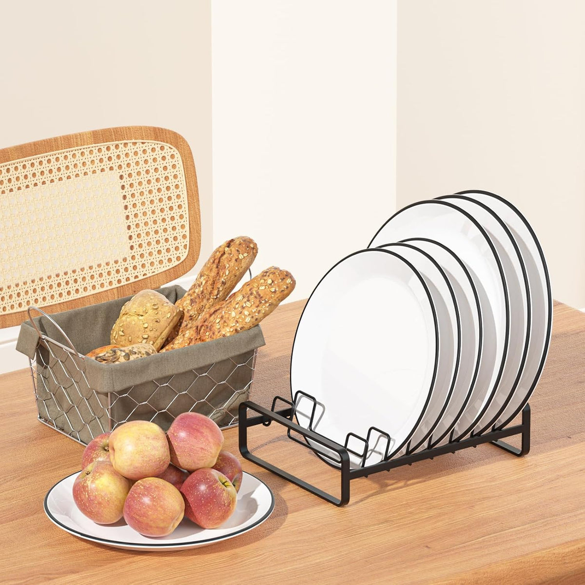 Plate Organizer for Cabinet -2Pack,Dish Rack Organizer for Cabinet Kitchen Countertop Drawer Space Saver，8 Slots Vertical Dish Plate Holder Storage Rack, Kitchen Housewarming Gifts for Women (White)