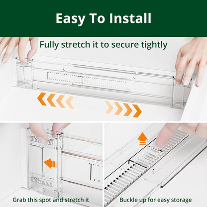 Bamboo Drawer Dividers Organizers, Adjustable Drawer Separator Splitters, 17–22 Inches Expandable Drawer Divider Organizer for Large Utensils, Kitchen, Bedroom, Dresser & Office Drawers 4-Pack