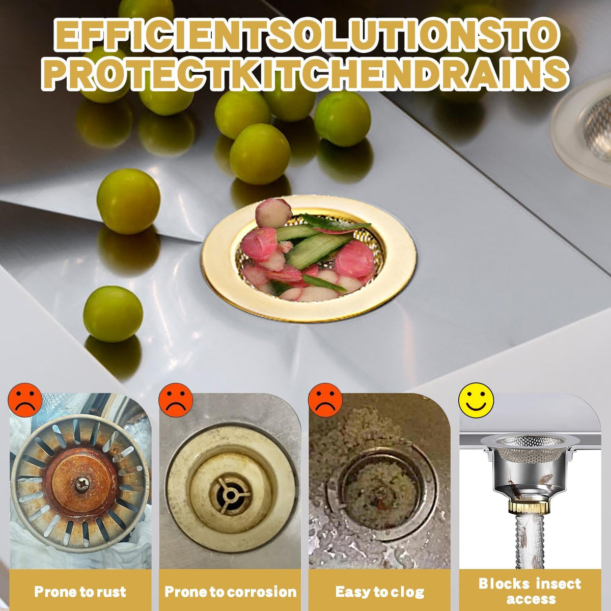 4.4" Kitchen Sink Strainer Stainless Steel Dual Mesh Drain Filter