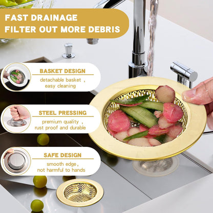 4.4" Kitchen Sink Strainer Stainless Steel Dual Mesh Drain Filter