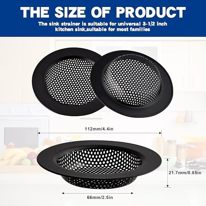4.4" Kitchen Sink Strainer Stainless Steel Dual Mesh Drain Filter