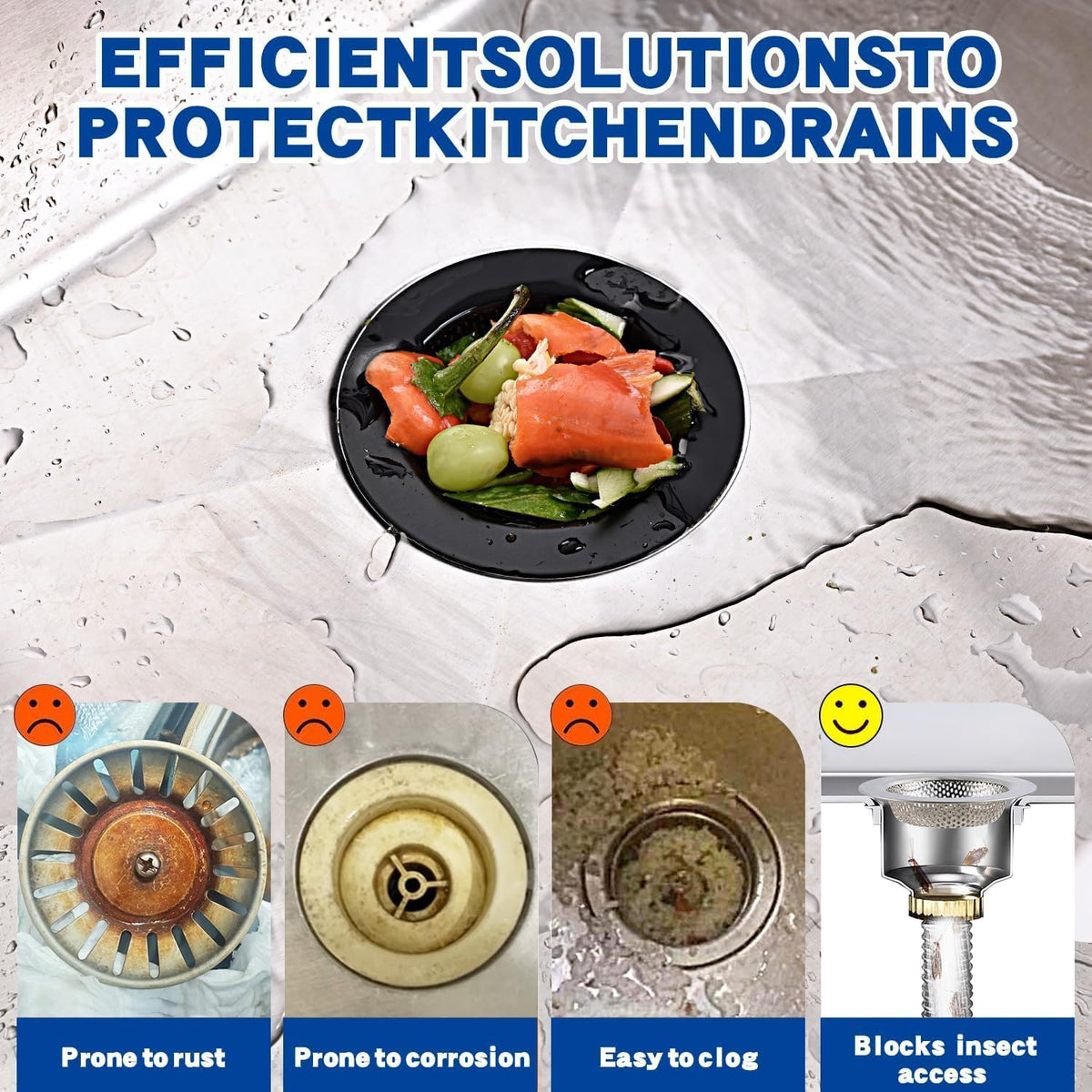 4.4" Kitchen Sink Strainer Stainless Steel Dual Mesh Drain Filter