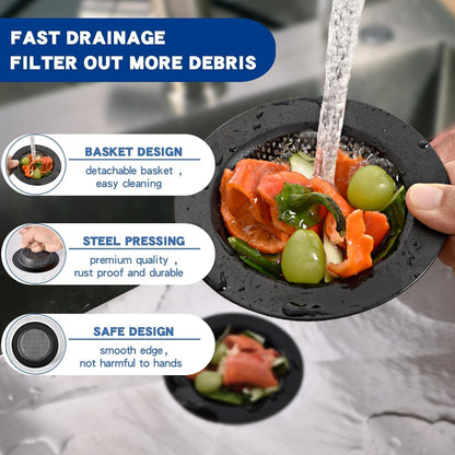 4.4" Kitchen Sink Strainer Stainless Steel Dual Mesh Drain Filter